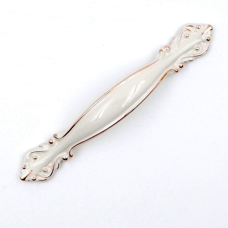 Jetland Cabinet Hardware Handle Pull - 5-Pack, Ivory White with Gold Edge, 2-1/2" (64mm) Hole Centers, PW8803W64 - Image 3